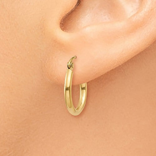 14k yellow gold classic round hoop earrings 14mmx2mm