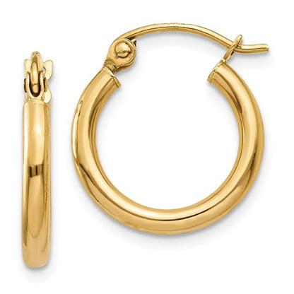 14k yellow gold classic round hoop earrings 14mmx2mm