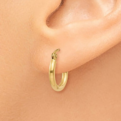 14k yellow gold classic round hoop earrings 13mmx2mm
