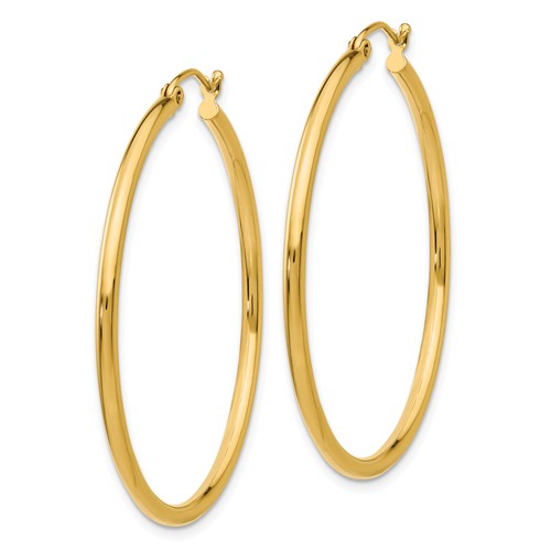 14k yellow gold classic round hoop earrings 40mmx2mm