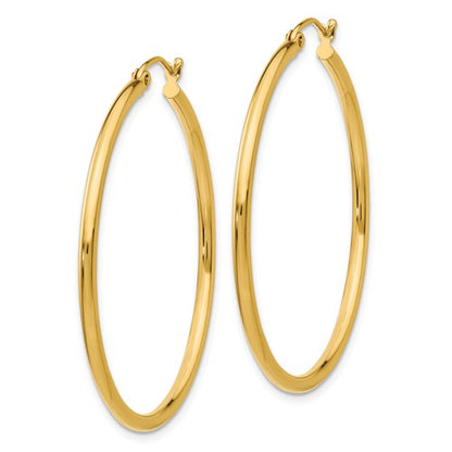 14k yellow gold classic round hoop earrings 40mmx2mm