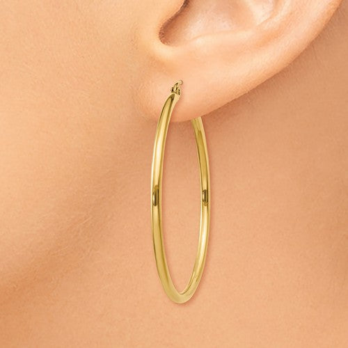 14k yellow gold classic round hoop earrings 40mmx2mm