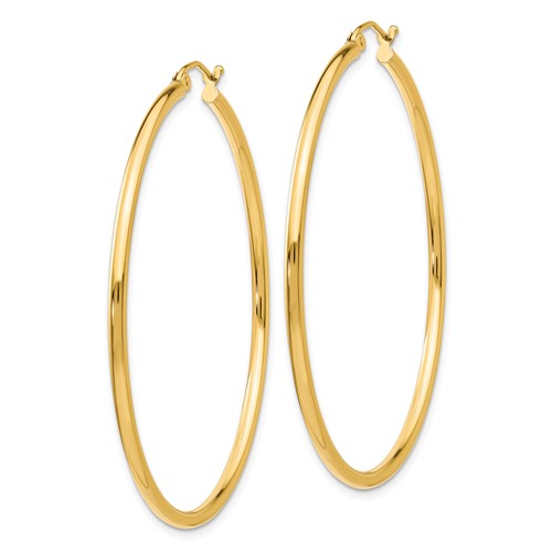14k yellow gold classic round hoop earrings 52mmx2mm