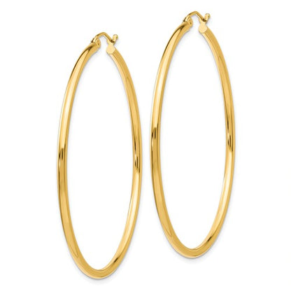 14k yellow gold classic round hoop earrings 52mmx2mm