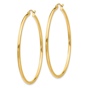14k Yellow Gold Classic Round Hoop Earrings 52mmx2mm