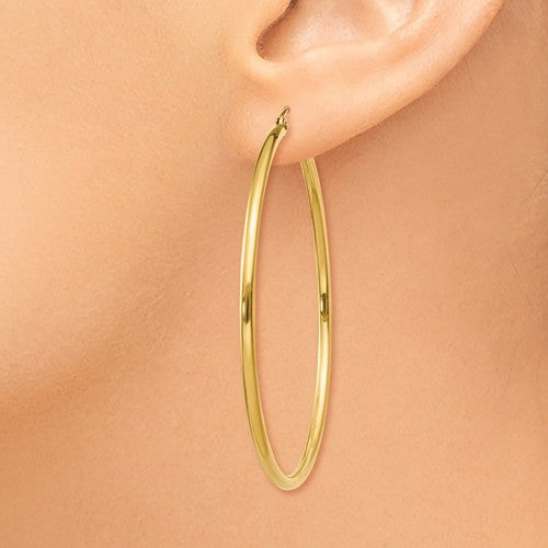 14k yellow gold classic round hoop earrings 52mmx2mm