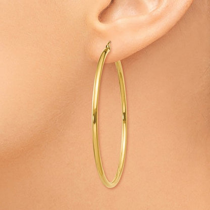 14k yellow gold classic round hoop earrings 52mmx2mm