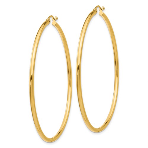 14k yellow gold classic round hoop earrings 55mmx2mm