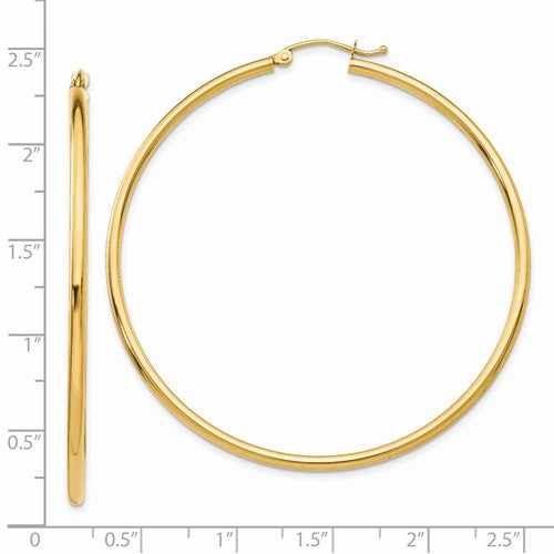 14k Yellow Gold Classic Round Hoop Earrings 55mmx2mm