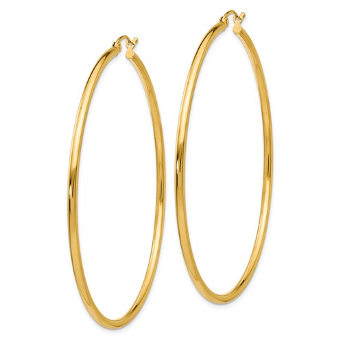 14k yellow gold classic round hoop earrings 60mmx2mm