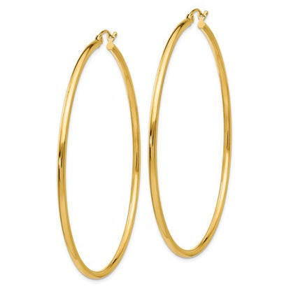 14k yellow gold classic round hoop earrings 60mmx2mm