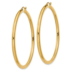 14k Yellow Gold Classic Round Large Hoop Earrings 53mm x 3mm Lightweight