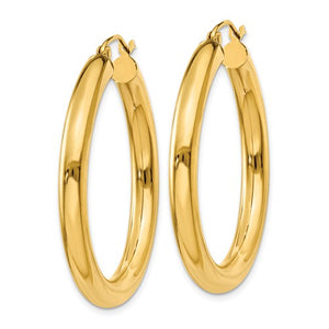 14k Yellow Gold Classic Round Hoop Earrings 32mm x 4mm
