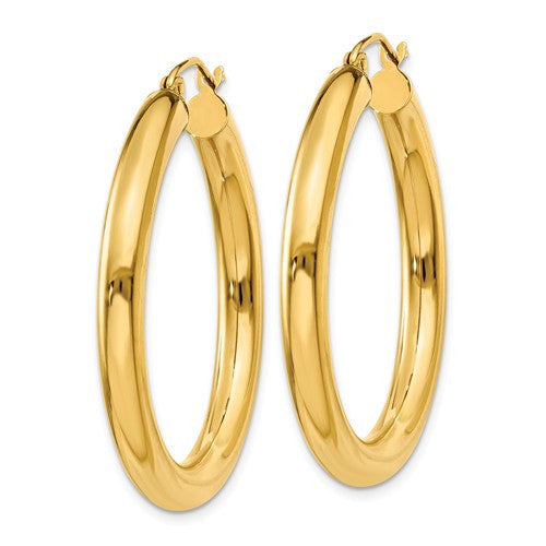 14k yellow gold classic lightweight round hoop earrings 34mmx4mm