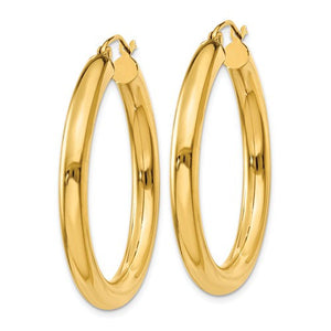 14k Yellow Gold Classic Lightweight Round Hoop Earrings 34mmx4mm - BringJoyCollection