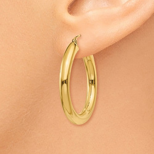 14k yellow gold classic round hoop earrings 29mm x 4mm