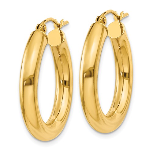 14k Yellow Gold Classic Round Hoop Earrings 24mm x 4mm