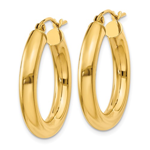 14k yellow gold classic round hoop earrings 24mm x 4mm