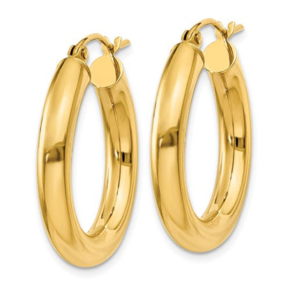14k yellow gold classic round hoop earrings 24mm x 4mm