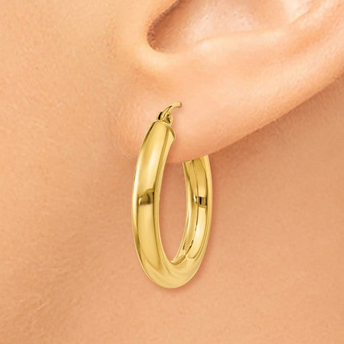 14k yellow gold classic round hoop earrings 24mm x 4mm