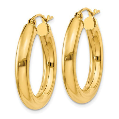 14k yellow gold classic lightweight round hoop earrings 25mmx4mm