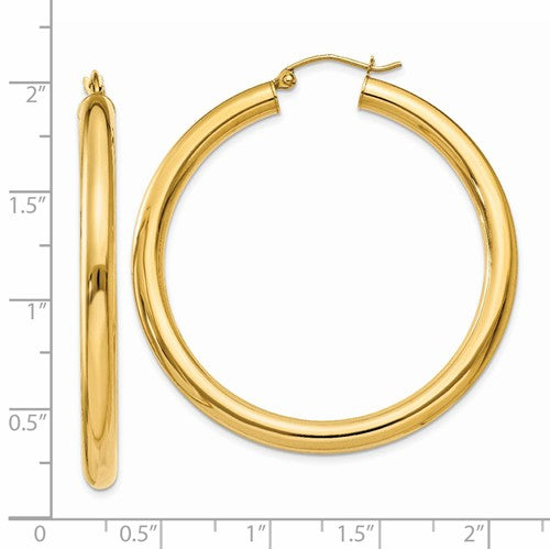 14k Yellow Gold Classic Round Hoop Earrings 43mm x 4mm
