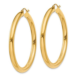 14k Yellow Gold Large Lightweight Classic Round Hoop Earrings 44mmx4mm - BringJoyCollection