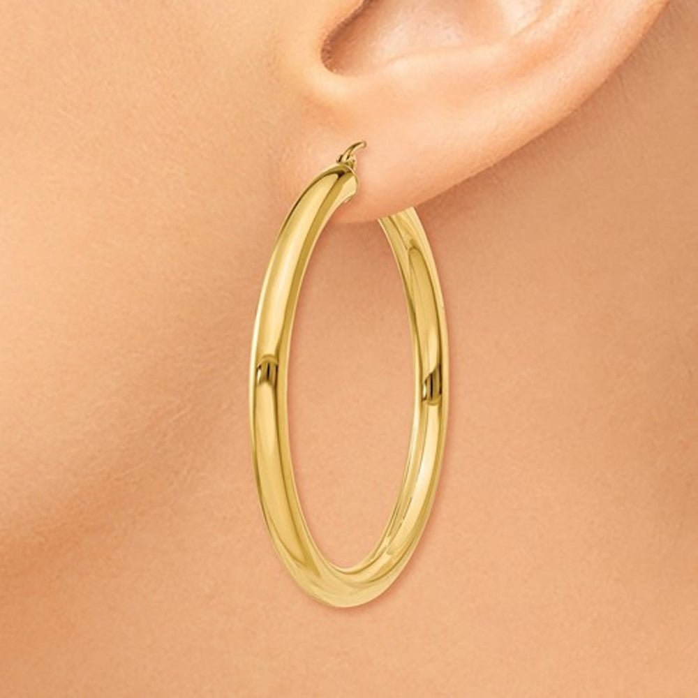 14k yellow gold large lightweight classic round hoop earrings 44mmx4mm