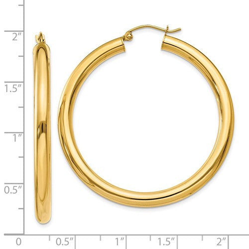14k yellow gold large lightweight classic round hoop earrings 44mmx4mm