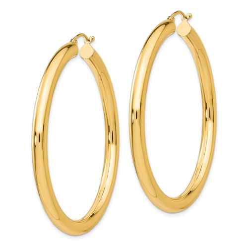 14k yellow gold classic round hoop earrings 50mm x 4mm