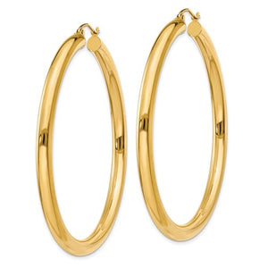 14k Yellow Gold Classic Round Large Hoop Earrings 55mm x 4mm