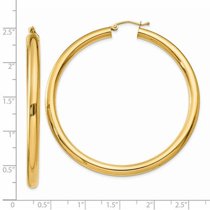 14k yellow gold classic round large hoop earrings 55mm x 4mm