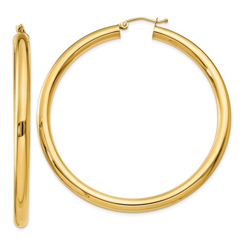14k yellow gold classic round large hoop earrings 55mm x 4mm