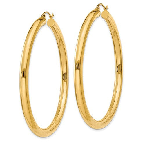 14k Yellow Gold Large Lightweight Classic Round Hoop Earrings 54mmx4mm - BringJoyCollection