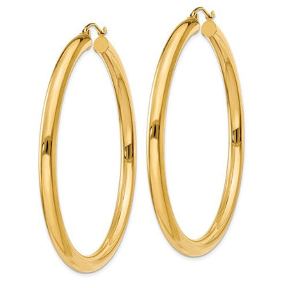 14k yellow gold large lightweight classic round hoop earrings 54mmx4mm