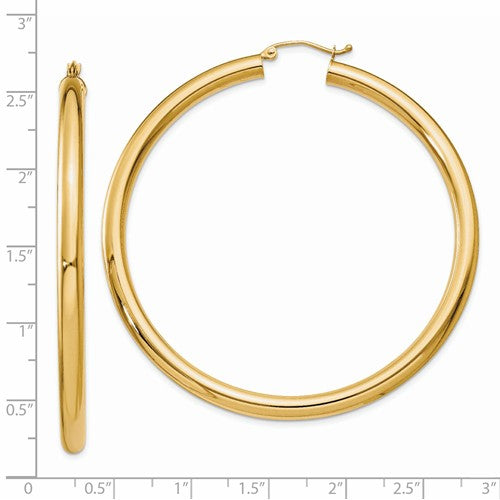 14k Yellow Gold Classic Round Large Hoop Earrings 60mm x 4mm