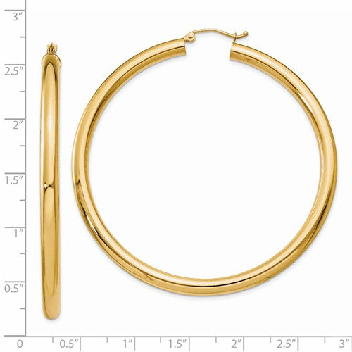 14k yellow gold classic round large hoop earrings 60mm x 4mm