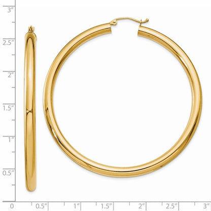 14k yellow gold classic round large hoop earrings 60mm x 4mm