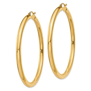 14k Yellow Gold Large Lightweight Classic Round Hoop Earrings 60mmx4mm - BringJoyCollection