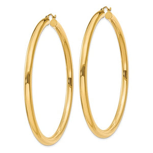 14k Yellow Gold Classic Round Large Hoop Earrings 64mm x 4mm Lightweight
