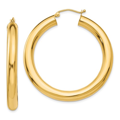 14k yellow gold classic round hoop earrings 60mm 55mm 48mm 43mm 40mm 35mm 30mm x 5mm