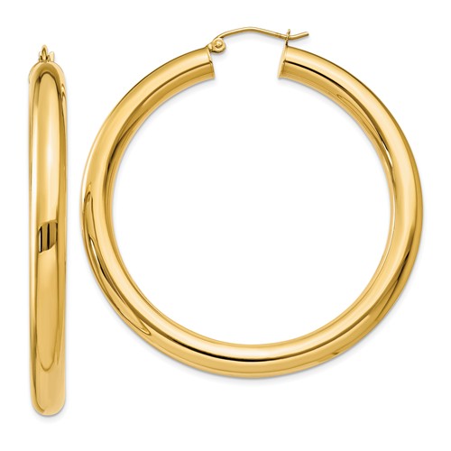 14k yellow gold classic round hoop earrings 60mm 55mm 48mm 43mm 40mm 35mm 30mm x 5mm