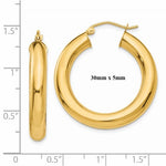 Ladda upp bild till gallerivisning, 14k Yellow Gold Classic Round Hoop Earrings 60mm 55mm 48mm 43mm 40mm 35mm 30mm x 5mm
