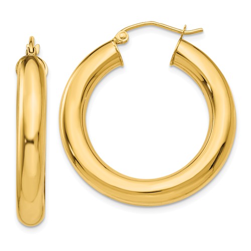 14k yellow gold classic round hoop earrings 60mm 55mm 48mm 43mm 40mm 35mm 30mm x 5mm