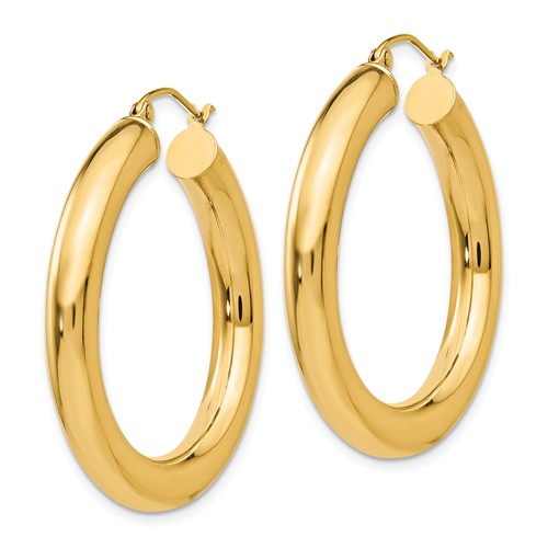 14k yellow gold classic round hoop earrings 60mm 55mm 48mm 43mm 40mm 35mm 30mm x 5mm