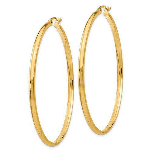 14k yellow gold large classic round hoop earrings 55mm x 2.75mm gz983