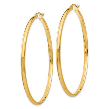 14k yellow gold large classic round hoop earrings 55mm x 2.75mm gz983