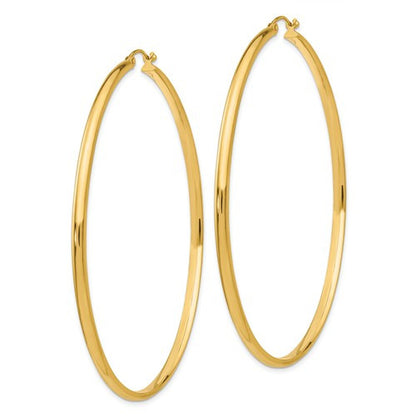 14k yellow gold extra large classic round hoop earrings 60mm x 2.75mm