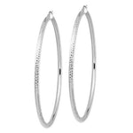 Load image into Gallery viewer, 14K White Gold 3.03 inch Diameter Extra Large Giant Gigantic Diamond Cut Round Classic Hoop Earrings Lightweight 77mm x 3mm
