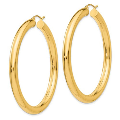 14k yellow gold classic round hoop earrings 60mm 55mm 48mm 43mm 40mm 35mm 30mm x 5mm